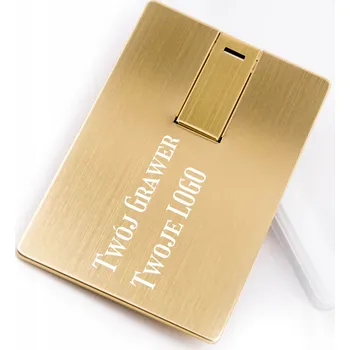 USB flash disk Flash disk MemoRabbit Kovová karta Flash disk Zlatá s krabičkou + Gravírování 32 GB USB 2.0 zlatý