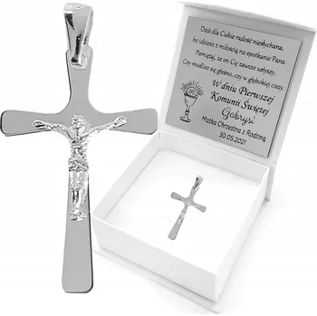 Přívěsek Stříbrný křížek GRAWER Památka přijímání Kříž Stříbro 925 38x20 mm