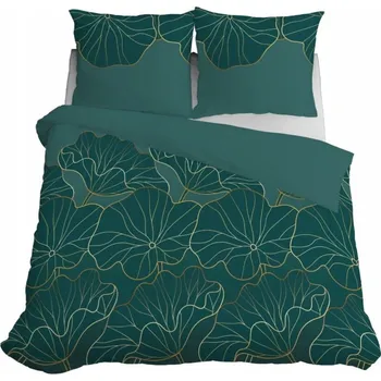 Povlečení Povlečení 220x200 Saténové Mikrovlákno Květiny Zelené