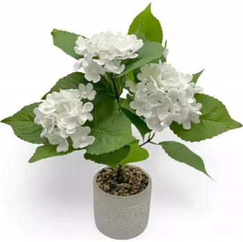 umělá květina Umělý květ Hortenzie bílá v květináči 46 cm