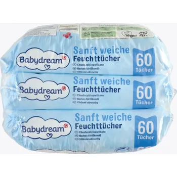 Dětský vlhčený ubrousek BABYDREAM Sensitive Vlhčené ubrousky pro miminka 3 x 60 ks 180 ks