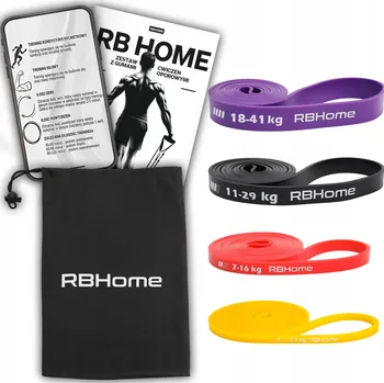 Posilovací guma RBHome sada 4 ks odpor 2-41 kg délka 208 cm