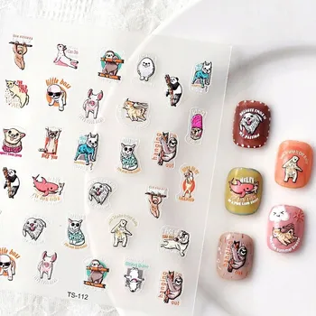 Samolepky na nehty Samolepící konvexní vzory ZVÍŘATA KOČKY PSI