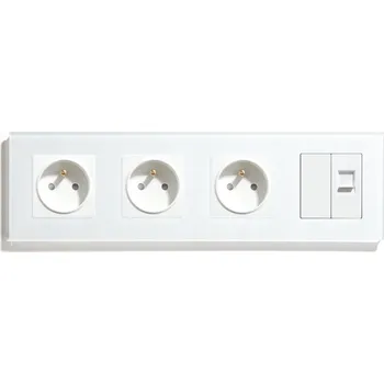 Elektrická zásuvka ČTYŘNÁSOBNÁ SKLENĚNÁ ZÁSUVKA ELEKTRICKÁ S INTERNETOVOU ZÁSUVKOU RJ45 CAT6