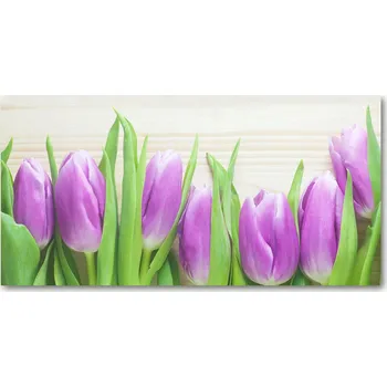 Obraz Kuchyňský panel Fialové tulipány 140x70 + LEPIDLO
