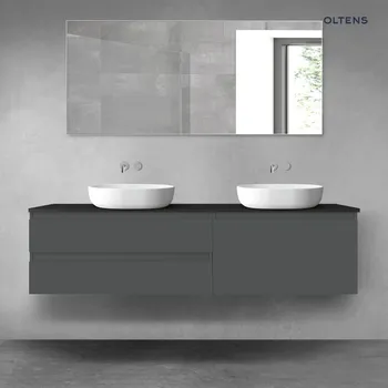 Koupelnový nábytek Oltens Vernal sada koupelnového nábytku 180 cm s horní deskou, matná grafitová/matná černá 68585400