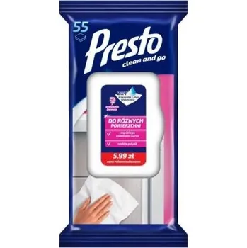 Utěrka Vlhčené ubrousky celulóza Presto v balení 72 ks, bílá barva