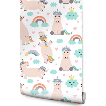 Fototapeta Tapeta pro dívku Jednorožci duha obláčky
