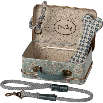 plyšák Maileg Sada doplňků pro štěňátko v krabičce - modrá