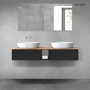 Koupelnový nábytek Oltens Vernal sada koupelnového nábytku 140 cm s horní deskou, matná černá/dub 68646300