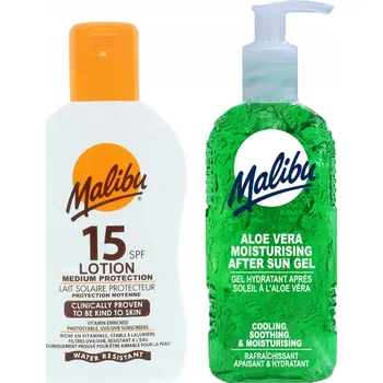 Opalování Malibu SPF15 voděodolný balzám 200 Ml + Aloe vera Gel po opalování 200 Ml