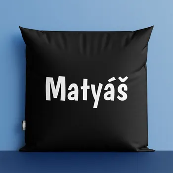 Dekorativní polštářek Polštář s vlastním jménem nebo textem černý