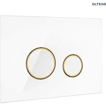 Splachovací tlačítko Oltens Lule splachovací tlačítko, skleněné, bílá/matná zlatá/bílá 57203000
