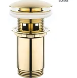 Oltens Halsa umyvadlová zátka click/clack, kulatá, s přepadem G1 1/4, zlatá 05100800