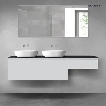 Koupelnový nábytek Oltens Vernal sada koupelnového nábytku 180 cm s horní deskou, matná šedá/matná černá 68620700