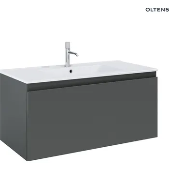 Koupelnový nábytek Sada Oltens Vernal umyvadlo se skříňkou 100 cm, bílá/matná grafitová 68016400