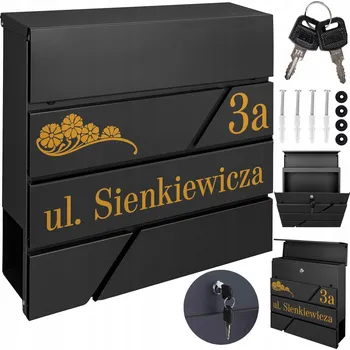 Poštovní schránka MODERNÍ POŠTOVNÍ SCHRÁNKA S PROSTOREM PRO NOVINY + ZLATÝ VZOR