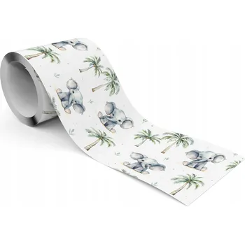 Fototapeta Dekorativní Bordura do dětského pokoje SLONI Palmy Rostliny Boho styl