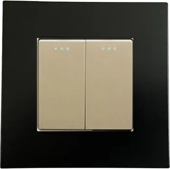 vypínač DVOJITÝ KLÁVESOVÝ VYPÍNAČ SVĚTLA PLASTOVÝ ČERNO-ZLATÝ