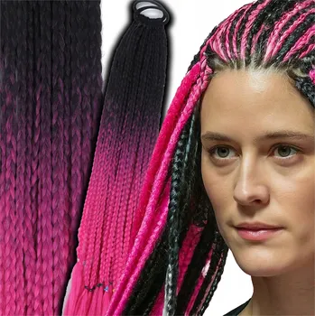 Příčesek SYNTETICKÉ VLASY Barevné copánky na gumičce Dredy Ombre Připínací Silné