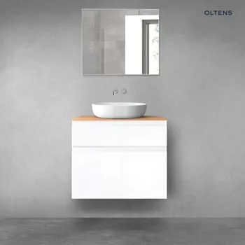 Koupelnový nábytek Oltens Vernal sada koupelnového nábytku 80 cm s horní deskou, lesklá bílá/dub 68223000