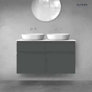 Koupelnový nábytek Oltens Vernal sada koupelnového nábytku 120 cm s horní deskou, matná grafitová/lesklá bílá 68302400