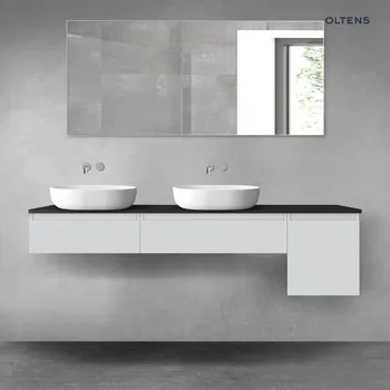 Koupelnový nábytek Oltens Vernal sada koupelnového nábytku 180 cm s horní deskou, matná šedá/matná černá 68544700