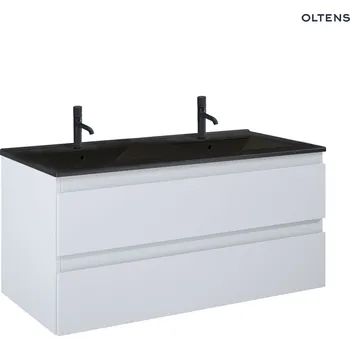 Koupelnový nábytek Oltens Vernal závěsná umyvadlová skříňka 120 cm s umyvadlem, matná šedá/matná černá 68465700