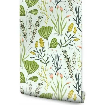 Fototapeta Tapeta květiny listy rostliny tráva do ložnice