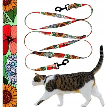 Vodítko pro psa VODÍTKO s nastavitelnou délkou 240 cm pro malou kočičku Ukory KVĚTINY