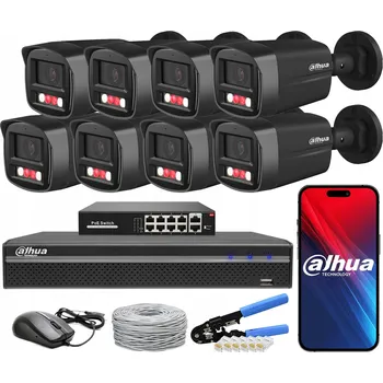 Bezpečnostní kamera Sada monitoringu Dahua s 8 kamerami 4Mpx IPC-HFW1439TL1-A-IL-BLACK PoE