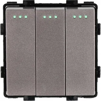 vypínač MODUL VLOŽKA SPÍNAČE SVĚTLA SKLENĚNÝ TROJITÝ SCHODIŠŤOVÝ ŠEDÝ