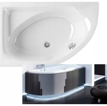 Vana ASYMETRICKÁ ROHOVÁ VANA S LED OSVĚTLENÍM, SYFONEM A OBKLADEM, LEVÁ AKRYLÁTOVÁ 150X100