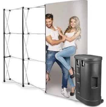 MH Technic s.r.o. Reklamní stěna Pop Up 3x3 - rovná + pultík na kolečkách