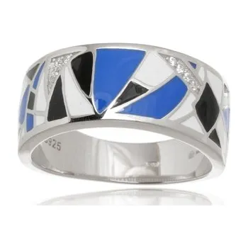 Prsten Luxusní stříbrný prsten zdobený smaltem STRP0512F + dárek zdarma