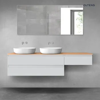 Koupelnový nábytek Oltens Vernal sada koupelnového nábytku 180 cm s horní deskou, matná šedá/dub 68600700