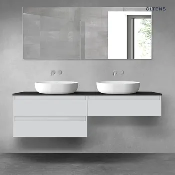 Koupelnový nábytek Oltens Vernal sada koupelnového nábytku 160 cm s horní deskou, matná šedá/matná černá 68368700