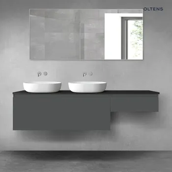 Koupelnový nábytek Oltens Vernal sada koupelnového nábytku 180 cm s horní deskou, matná grafitová/matná černá 68620400