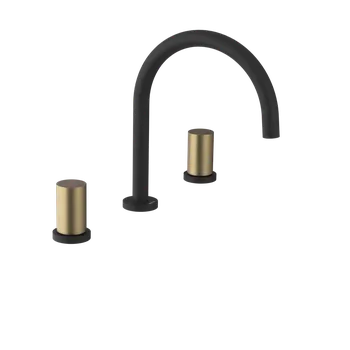 Vodovodní baterie Sapho Ultratap Tříprvková stojánková umyvadlová baterie, černá mat/zlato mat, UT017TBG