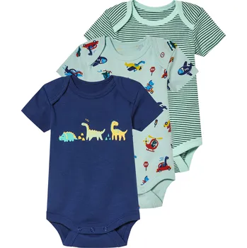 lupilu® Chlapecké body s BIO bavlnou, 3 kusy (mintová / navy modrá / zelená, 74/80)