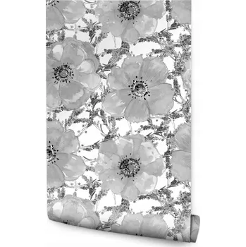 Fototapeta Tapeta do ložnice černo-bílé máky rostliny květiny