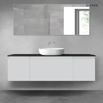 Koupelnový nábytek Oltens Vernal sada koupelnového nábytku 160 cm s horní deskou, matná šedá/matná černá 68386700