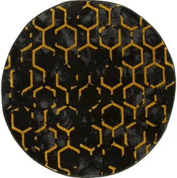Koberec KOBEREC KULATÝ DO OBÝVACÍHO POKOJE ČERNÝ ZLATÝ MEDOVÝ FESTIVAL, průměr 140 cm