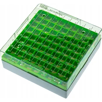 Kryobox, stojan na zkumavky a vialky 9x9, 81 pozic, polykarbonát, zelený