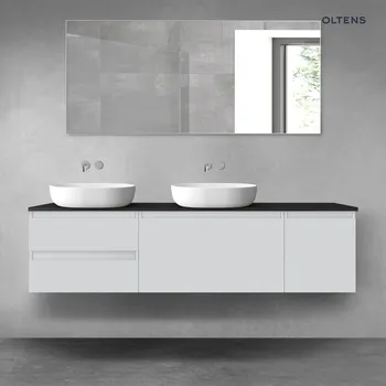 Koupelnový nábytek Oltens Vernal sada koupelnového nábytku 180 cm s horní deskou, matná šedá/matná černá 68546700