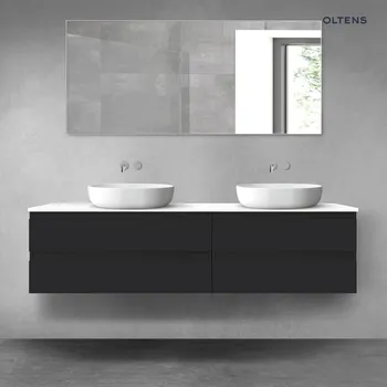 Koupelnový nábytek Oltens Vernal sada koupelnového nábytku 180 cm s horní deskou, matná černá/lesklá bílá 68570300