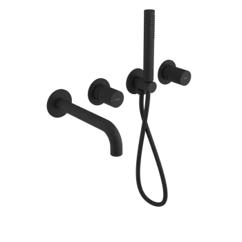 Vodovodní baterie Sapho Ultratap Podomítková vanová baterie s hubicí a ruční sprchou, 2 výstupy, černá mat, UT093TB