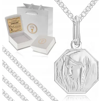 Náhrdelník STŘÍBRNÝ NÁHRDELNÍK K PRVNÍMU SVATÉMU PŘIJÍMÁNÍ ŘETÍZEK MEDAILONEM 925 PRO DÍVKU + GRAVÍROVÁNÍ