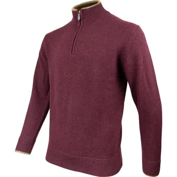 Pánský svetr Svetr ASHCOMBE se zipem jehněčí vlna PLUM vel. XL (Svetr ASHCOMBE se zipem jehněčí vlna PLUM vel. XL)