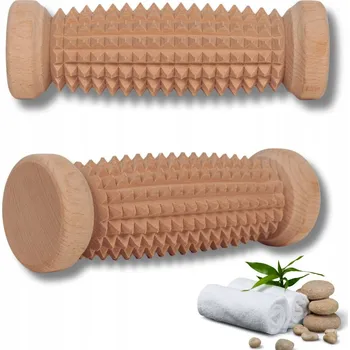 Obraz Masażer drewniany váleček s hroty na nohy vypouklý 18 cm fyzioterapie